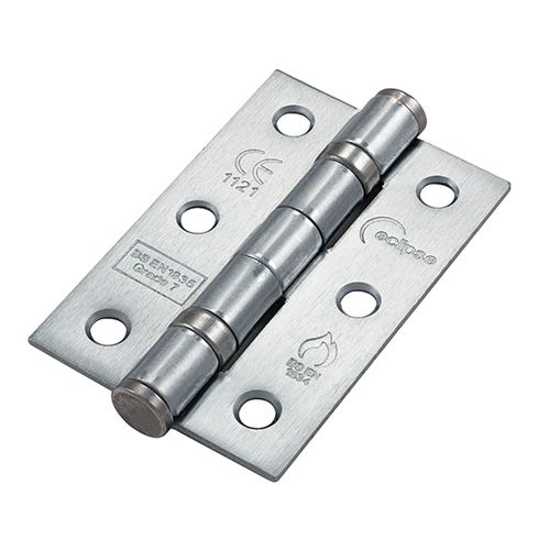 14101 Frisco Eclipse Ball Bearing Hinge Grade 7 Fire Rated 76mm x 51mm Pack of 2 Satin Steel