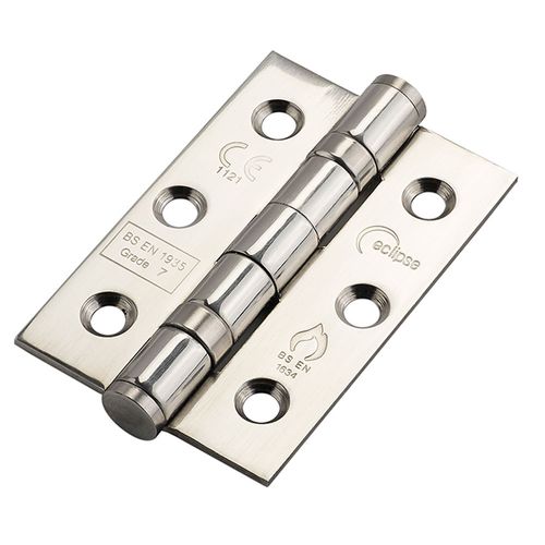 14851 Frisco Eclipse Ball Bearing Hinge Grade 7 Fire Rated 76mm x 51mm Pack of 2 Polished Stainless Steel