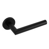 34902 Frisco Eclipse Mitred Lever on Rose Fire Rated 19mm Black Stainless steel