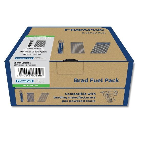 38mm x 1.6mm Silver Galvanised Straight Brad Fuel Pack - Box of 2000