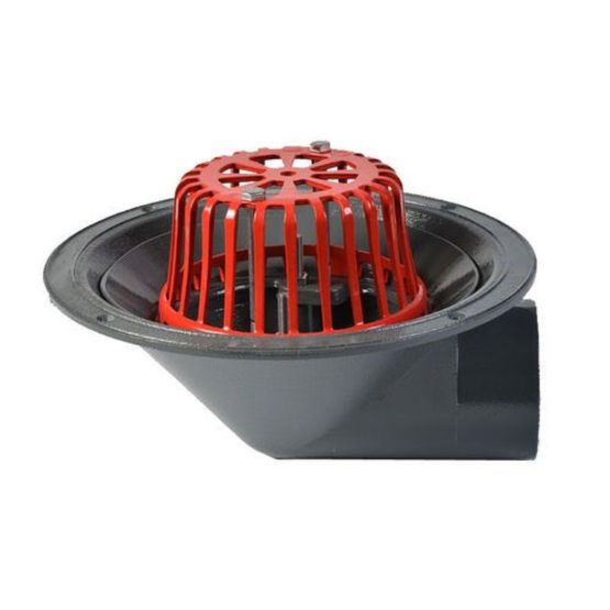 aco rainwater roof outlet 90dg screw with dome grate