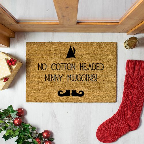 artsy xmas cotton headed elf floor doormat