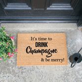 artsy xmas drink champagne doorstep doormat