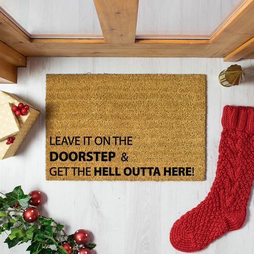 artsy xmas leave it floor doormat