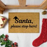 artsy xmas santa stop here doormat floor