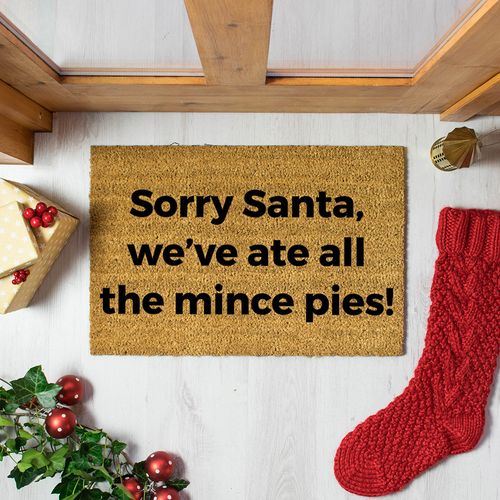 artsy xmas sorry santa mince pies floor doormat