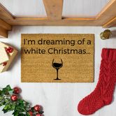artsy xmas white christmas wine doormat step