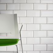 Johnson Tiles Bevel Brick White Gloss Glazed Ceramic Wall Tile