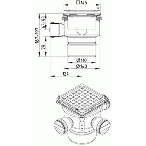 blucher shower gully adjustable drain stanless steel 110mm drawing