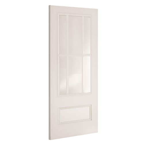 canterbury glazed white primed internal door angled