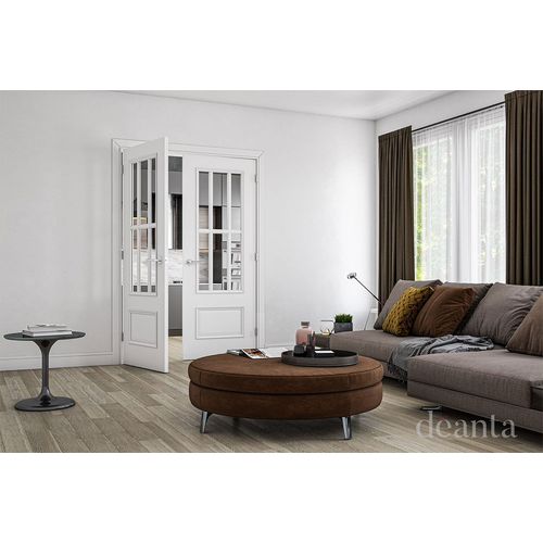 canterbury glazed white primed internal door living room lifestyle