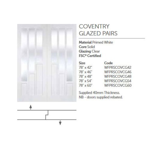 LPD Internal White Primed Coventry Glazed Panel Door Pair