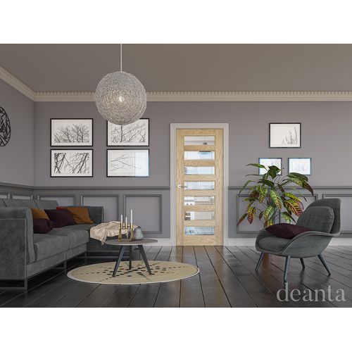 Deanta Biarritz Contemporary Fully Finished Oak Bevelled Glazed Internal Door lifestyle.JPG