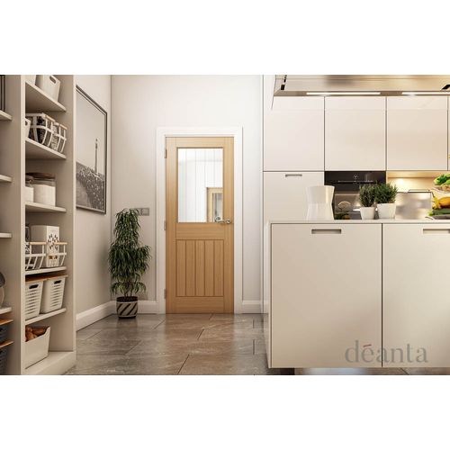 deanta ely 1l half glazed oak door kitchen lifestyle
