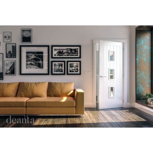 deanta ely glazed white primed door living room lifestyle