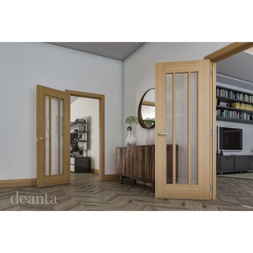 deanta norwich internal oak glazed door hallway lifestyle