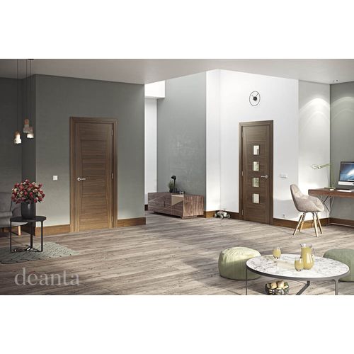deanta pamplona glazed solid walnut door living room lifestyle