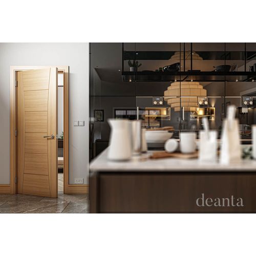 deanta pamplona oak door kitchen counter lifestyle