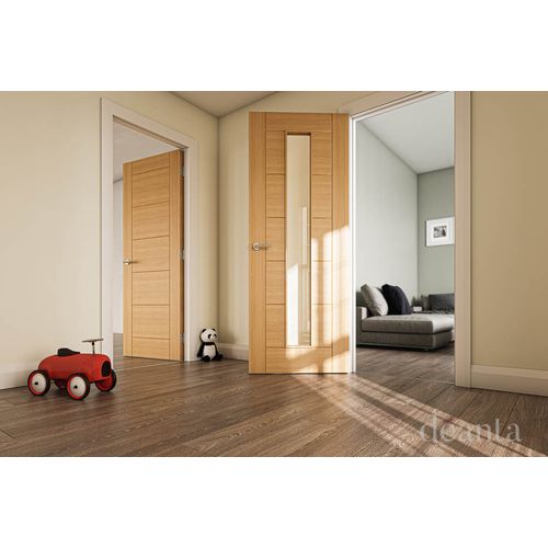 deanta seville oak glazed and flush doors hallway lifestyle