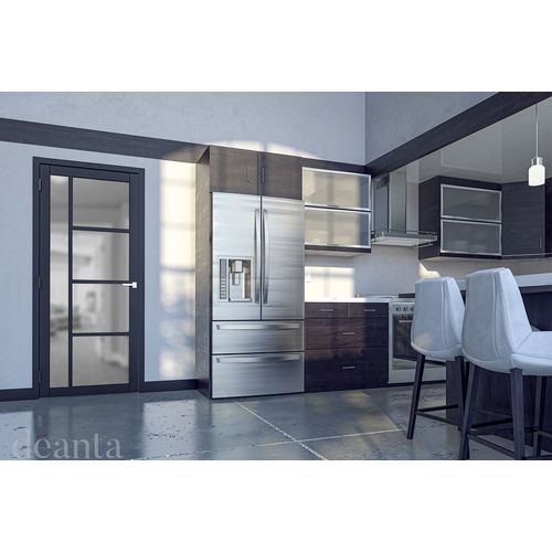 deanta urban brixton black clear glazed internal door kitchen lifestyle