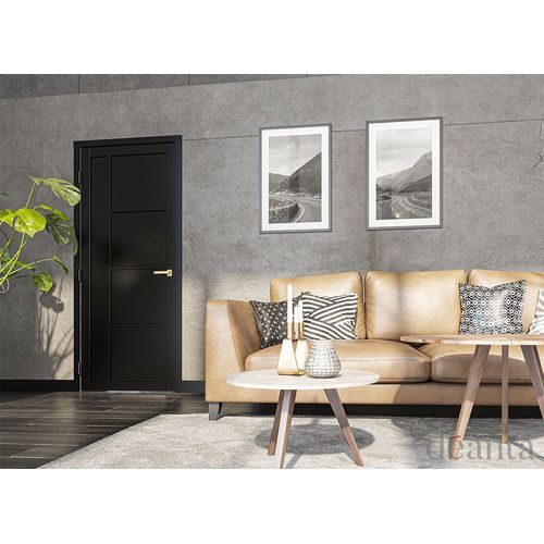 deanta urban brixton black solid internal door living room lifestyle