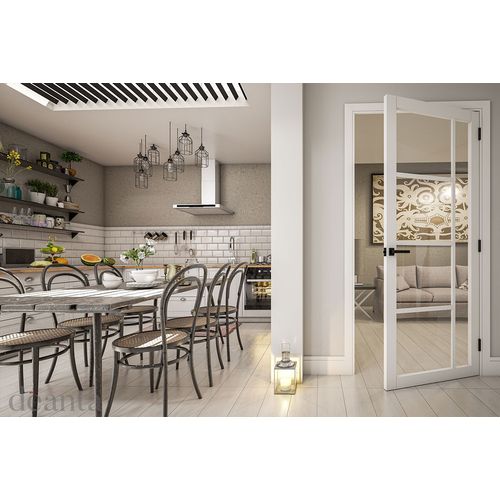 deanta urban brixton white clear glazed internal door kitchen lifestyle