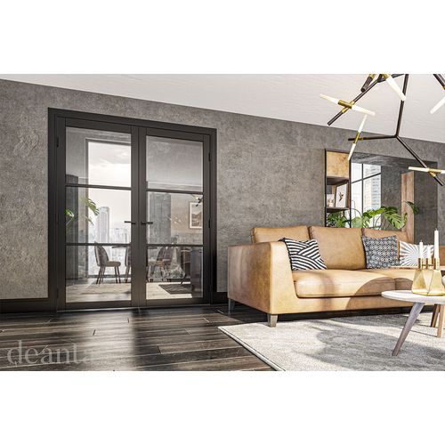 deanta urban camden black clear glazed internal door living room lifestyle
