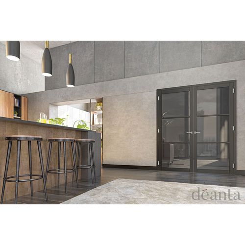 deanta urban camden black tinted glazed internal door living room lifestyle