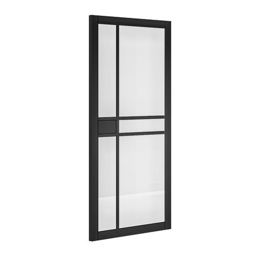 deanta urban dalston black clear glazed internal door angle