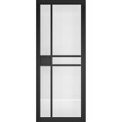 Deanta Dalston Urban Industrial Fully Finished Black Clear Glazed Internal Door 
