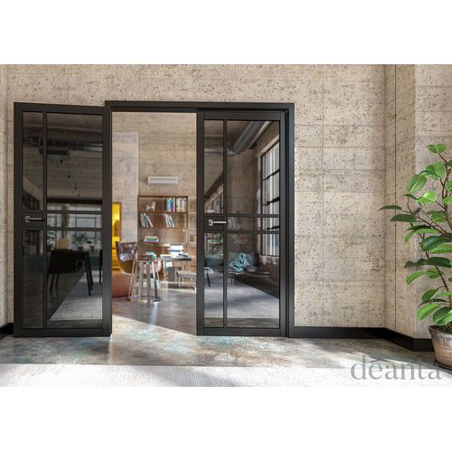 deanta urban dalston black tinted glazed internal door home office lifestyle