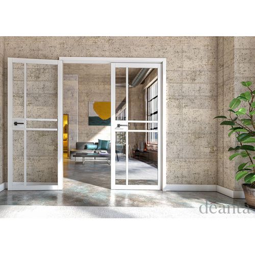 deanta urban dalston white clear glazed internal door living room lifestyle