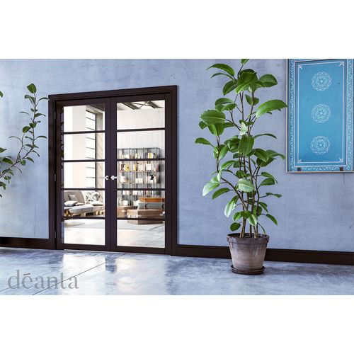deanta urban shoreditch black clear glazed internal door living room lifestyle