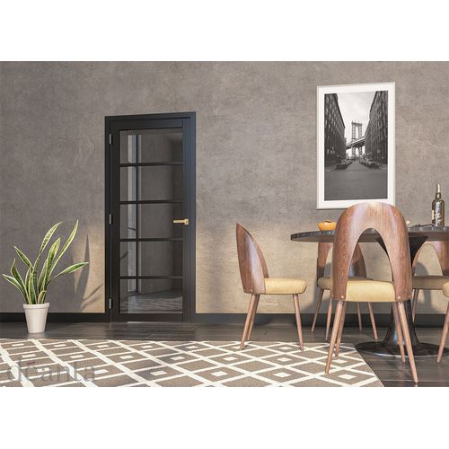 deanta urban shoreditch black tinted glazed internal door dining room lifestyle