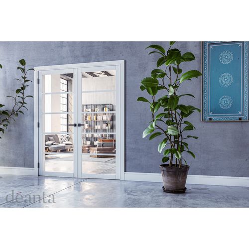 deanta urban shoreditch white clear glazed internal door living room lifestyle