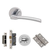 XL Joinery Drava Polished/Satin Chrome Bathroom Lock Door Handle Pack