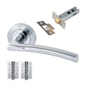 Eclipse Tifosi Lever on Rose Door Handle and Latch Pack - Satin Chrome Dual Finish
