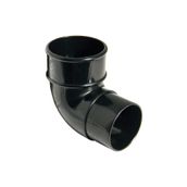FloPlast Plastic Guttering 68mm Black Round Downpipe 92.5 degree Offset Bend