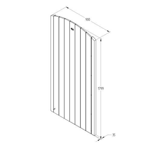 Forest Gardens Heavy Duty Dome Top Tongue & Groove Gate 6ft (1.80m high) diagram