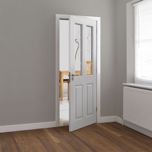 jb kind canterbury grained white primed 2 light etched glazed door wooden floor lifestyle