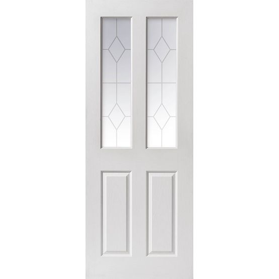jb kind canterbury grained white primed 2 light etched glazed door