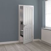 jb kind canterbury grained white primed panelled door denim walls lifestyle