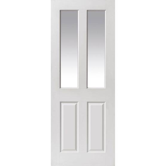 Video of JB Kind Canterbury Moulded Smooth White Primed 2 Light Glazed Internal Door