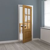 jb kind dove oak 6l glazed internal door denim walls lifestyle