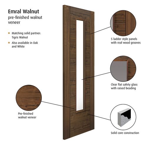 jb kind emral walnut 1l glazed internal door technical