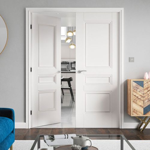 jb kind osborne white primed internal panelled door living room lifestyle