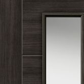 JB Kind Tigris Cinza Contemporary Fully Finished Dark Grey Glazed with Clear Glazing Internal Door close up