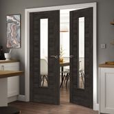 JB Kind Tigris Cinza Contemporary Fully Finished Dark Grey Glazed with Clear Glazing Internal Door lifestyle