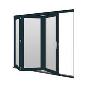 JELD-WEN Bedgebury Fully Finished Grey Hardwood Clear Glazed Folding Patio Door