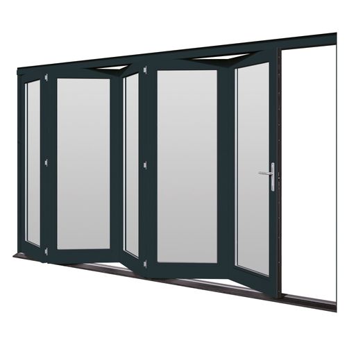 JELD-WEN Bedgebury Fully Finished Grey Hardwood Clear Glazed Folding Patio Door - 3594mm x 2094mm (142 inch x 82 inch)